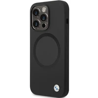 BMW BMHMP14LSILBK2 dėklas iPhone 14 Pro - juodas Signature Liquid Silicone MagSafe