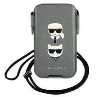 Karl Lagerfeld Saffiano Ikonik Karl&Choupette Head 6.7'' Rankinė - pilka