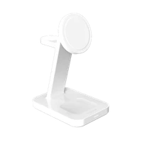 ZAGG Mophie Snap+ 3-in-1 Qi2 belaidis įkroviklis su stovu trims įrenginiams, suderinamas su MagSafe ir Qi2 – baltas