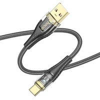 Kabelis USB A į USB C Hoco 2,4A 1,2 m U121 juodas permatomas