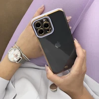 Madingas dėklas telefonui iPhone 12 Pro Max Auksinis rėmelis Gelinis dangtelis Raudonas
