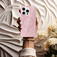 Magnetinis Itin Plonas Blizgus dėklas Iphone 15 Pro šviesiai rožinė