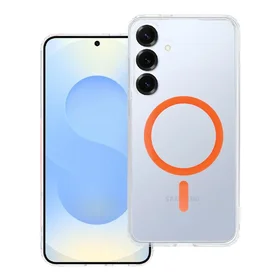 Drop Glue Spalvingas Žiedas Magnetinis Dėklas suderinamas su MagSafe SAMSUNG S25 PLUS oranžinė