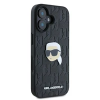 Karl Lagerfeld Monograma Karl Galva Smeigtukas iPhone 16 Dėklas - Juodas