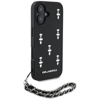 Karl Lagerfeld Saffiano Crystals su grandine dėklas telefonui iPhone 16 - juodas