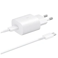 Samsung 25W EP-TA800EWE USB-C sieninis įkroviklis su Samsung EP-DA705BWE USB-C / USB-C kabeliu pakaitinėje pakuotėje - baltas