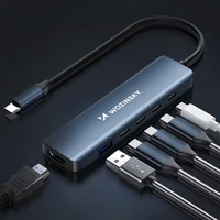USB-C 6 in 1 Hub Wozinsky WHBC10Y4S daugiafunkcis, aliuminis, su 25 cm laidu - pilkas