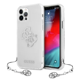 Guess GUHCP12LKS4GSI iPhone 12 Pro Max 6.7" Skaidrus kietas dėklas 4G Sidabriniai žavesiai kolekcija