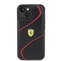 Ferrari FEHCP15SPTWK iPhone 15 6.1" juodas/juodas kietas dėklas Twist Metal Logo
