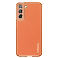 Dux Ducis Yolo elegantiškas dėklas iš ekologiškos odos Samsung Galaxy S22 + (S22 Plus) oranžinis
