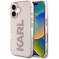 Karl Lagerfeld IML Rhinestones Logo dėklas telefonui iPhone 16 - rožinis