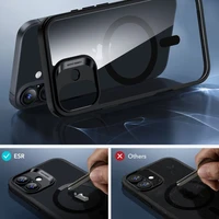 ESR Classic Hybrid Halolock MagSafe komplektas su apsauginiu stiklu iPhone 16 - skaidrus su juodu rėmeliu