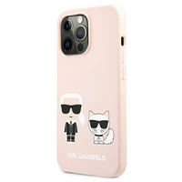 Karl Lagerfeld silikoninis dėklas Ikonik Karl & Choupette MagSafe iPhone 13 Pro / iPhone 13 – šviesiai rožinis