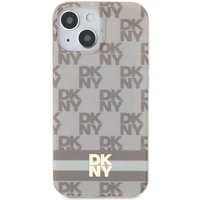 DKNY IML languotas mono raštas ir spausdintos juostelės Magnetinis dėklas iPhone 15 / 14 / 13 - smėlinė