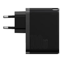 "Baseus GaN5 Pro" greitasis universalus sieninis įkroviklis GaN USB C tipo / USB 100 W PD3.0, QC4.0+, AFC juodas (CCGP090201)