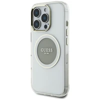 Guess IML Metal Colored Circle Classic Logo Magnetinis dėklas telefonui iPhone 16 Pro Max - pilkas
