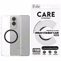 CARE by PanzerGlass Flagmanas Urban Combat juodas dėklas su QI Samsung Galaxy S25 Edge - skaidrus