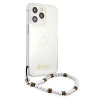 Guess GUHCP13LKPSWH iPhone 13 Pro / 13 6.1" skaidrus kietas dėklas White Pearl