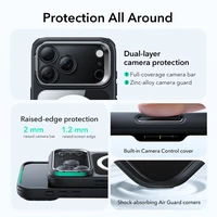 ESR Classic Hybrid Kickstand Magnetinis dėklas telefonui iPhone 17 Pro Max - skaidrus juodas