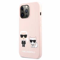 Karl Lagerfeld Silikoninis Karl&Choupette dėklas iPhone 13 Pro / iPhone 13 - šviesiai rožinis