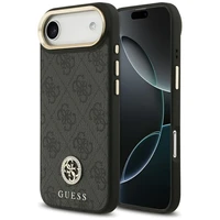 GUESS magnetinis dėklas telefonui IPHONE 17 Air, suderinamas su MagSafe GUHMP17MP4GRMDEK (PU dėklas su 4G Strass logotipu) juodas