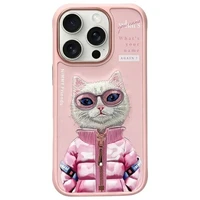 Nimmy Cool&Cute 2.0 Katės dėklas telefonui iPhone 16 Pro Max - rožinė