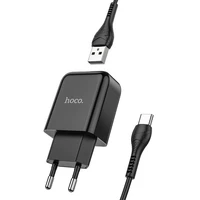 Įkroviklis Hoco USB A 2A 10W + kabelis USB A į USB C N2 juodas