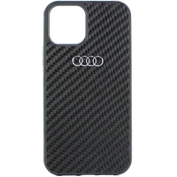 Audi anglies pluošto iPhone 12/12 Pro 6.1" juodas/juodas kietas dėklas AU-TPUPCIP12P-R8/D2-BK