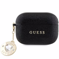 Guess GUAP2PGEHCDK dėklas AirPods Pro 2 - juodas Fixed Glitter Heart Diamond Charm
