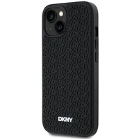 DKNY 3D Guminis dėklas su pasikartojančiu raštu iPhone 15/14/13 - juodas