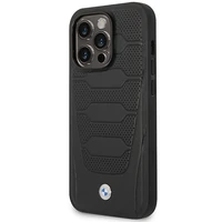 Dėklas telefonui BMW BMHMP14L22RPSK iPhone 14 Pro 6.1" juodas/juodas odos sėdynių raštas MagSafe