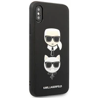 Karl Lagerfeld Saffiano Karl&Choupette Galvos dėklas telefonui iPhone XS Max - juodas