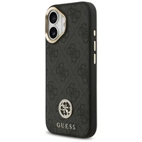 Guess 4G Strass Logo & Big Strap Metal Buttons Magnetinis dėklas iPhone 17 - juodas
