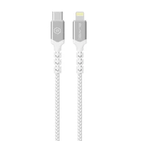 Kabelis Blavec Cable Raptor pluoštinis - Type-C į Lightning - PD 20W 2,4A 0,25 m Apple CarPlay (CRA-CL24WS025) baltas-sidabrinis