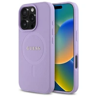 Guess Saffiano Magnetinis dėklas telefonui iPhone 16 Pro Max - violetinis