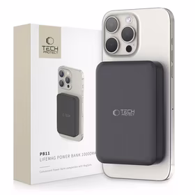 Tech-Protect LifeMag PB11 išorinė baterija su MagSafe 10000mAh 15W USB-C prievadas - juoda + USB-C kabelis