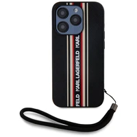 Karl Lagerfeld Saffiano Athleisure Stripes Cord Dėklas telefonui iPhone 15 Pro Max - raudonas