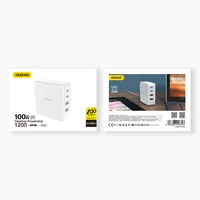 GaN 100W greitas sieninis įkroviklis 2 x USB-C / 2 x USB Dudao A100EU - baltas