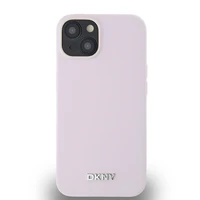 DKNY skystojo silikono mažo metalinio logotipo magnetinis dėklas telefonui iPhone 14 / 15 / 13 - rožinis
