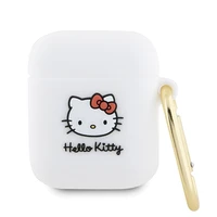 Hello Kitty Silikoninis 3D Kitty galvos dėklas AirPods 1/2 - Balta