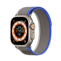 Sportinė Velcro juosta Apple Watch Ultra / 9 / 8 / 7 / 6 / SE / 5 / 4 / 3 / 2 / 1 (42, 44, 45, 49 mm) Dux Ducis juosta YJ versija - mėlyna-pilka