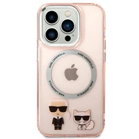 Karl Lagerfeld KLHMP14XHKCP iPhone 14 Pro Max 6.7 "kietasis dėklas rožinis / rožinis Karl & Choupette aliuminis Magnetinis