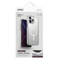 Uniq LifePro Xtreme Magnetinis įkrovimo dėklas iPhone 15 Pro Max telefonui - skaidrus