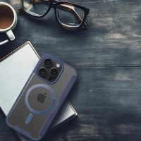 SMART MAG knygos tipo dėklas telefonui, suderinamas su MagSafe, IPHONE 15 Pro Max, mėlynas