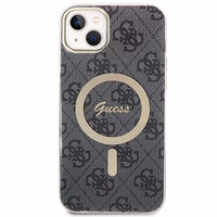Rinkinys Guess GUBPP14MH4EACSK dėklas + įkroviklis iPhone 14 Plus 6.7" juodas/juodas kietas dėklas 4G Print Magnetinis