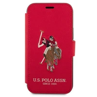 US Polo USFLBKP12MPUGFLRE iPhone 12/12 Pro 6,1" raudonas knygos tipo dėklas Polo Embroidery Collection