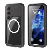 Vandeniui atsparus dėklas SHELLBOX MARS su metaliniu žiedu, skirtas SAMSUNG S25 Plus, juodas