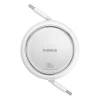 Baseus Free2Draw Mini USB-C - USB-C 100W 1m ištraukiamas kabelis - baltas