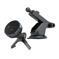 FORCELL F-GRIP Cool Mag magnetinis automobilinis laikiklis priekinio stiklo / oro angos tvirtinimui su Cold Protect aušinimo technologija ir belaidžiu įkrovimu, suderinamas su MagSafe Qi2 15W įkrovikliu, juodas