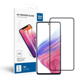 Apsauginis stiklas Blue Star - SAMSUNG A53 5G viso ekrano (su pilnu klijavimu, su rėmeliu, mažo dydžio) - juodas
